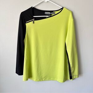 Jamie Sadock lime green sheer 3/4 sleeve golf shirt Large